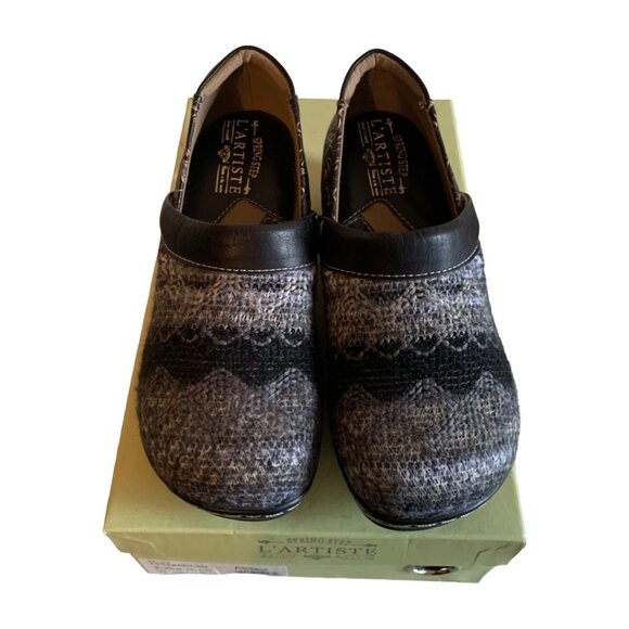 L 'ARTISTE by SPRING STEP Womens' Black Multi Zagabank Leather Clogs Size 5.5 - Picture 6 of 9